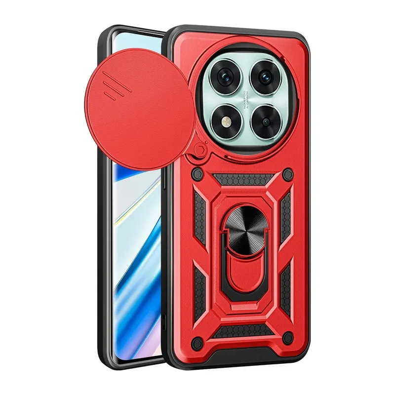 Redmi Note 14 Pro 5G Kılıf Pars Lens Yüzüklü Silikon - Kırmızı