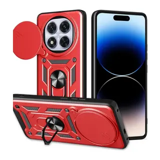 Redmi Note 14 Pro Plus Kılıf Pars Lens Yüzüklü Silikon - Kırmızı