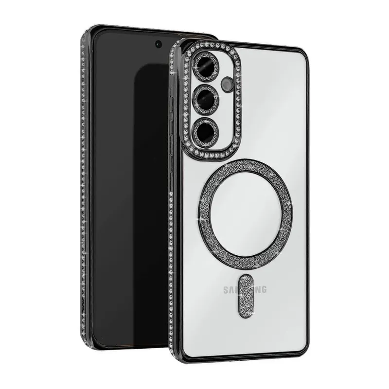 Samsung Galaxy S25 Kılıf Joke Simli Magneticsafe Kılıf - Siyah