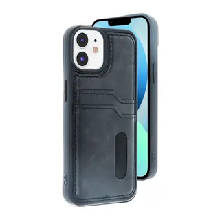 iPhone 11 Kılıf Sara Kartvizitli Deri Kılıf - Siyah
