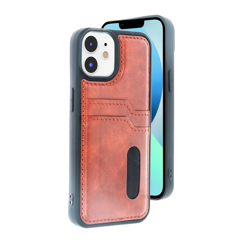 iPhone 11 Kılıf Sara Kartvizitli Deri Kılıf - Taba