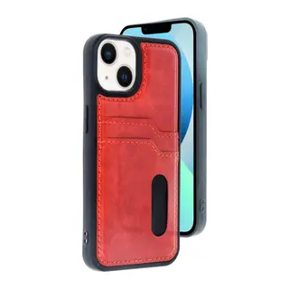 iPhone 14 Kılıf Sara Kartvizitli Deri Kılıf - Kırmızı