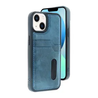 iPhone 14 Kılıf Sara Kartvizitli Deri Kılıf - Lacivert