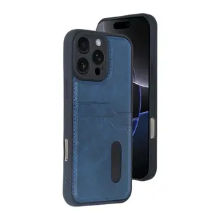 iPhone 16 Pro Kılıf Sara Kartvizitli Deri Kılıf - Lacivert