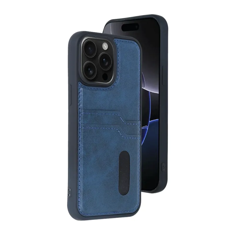 iPhone 14 Pro Max Kılıf Sara Kartvizitli Deri Kılıf - Lacivert