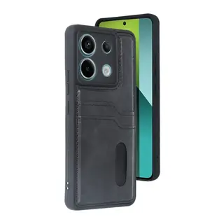Redmi Note 13 Pro 4G Kılıf Sara Kartvizitli Deri Kılıf - Siyah