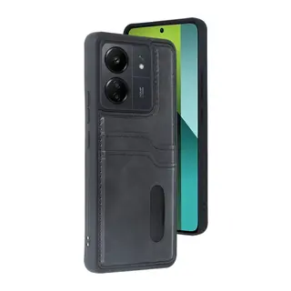 Redmi 13C Kılıf Sara Kartvizitli Deri Kılıf - Siyah
