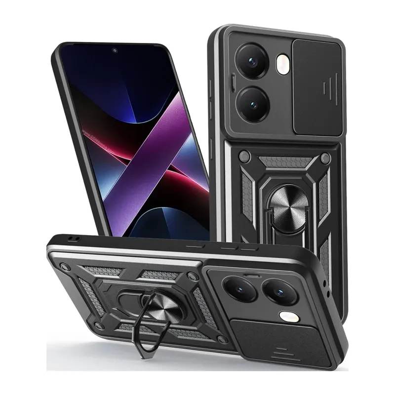 Poco X7 Pro Kılıf Pars Lens Yüzüklü Silikon - Siyah