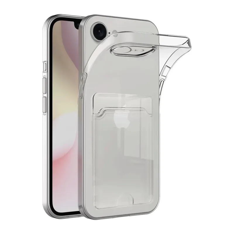 iPhone 16E Kılıf Kart Şeffaf Silikon - Şeffaf