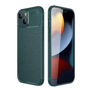 iPhone 14 Kılıf Auto Focus Karbon Kapak - Koyu Yeşil