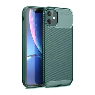 iPhone 11 Kılıf Auto Focus Karbon Kapak - Koyu Yeşil