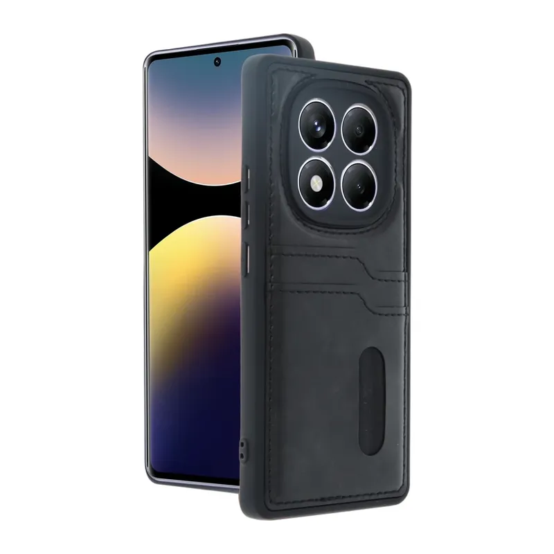 Redmi Note 14 Pro 4G Kılıf Sara Kartvizitli Deri Kılıf - Siyah