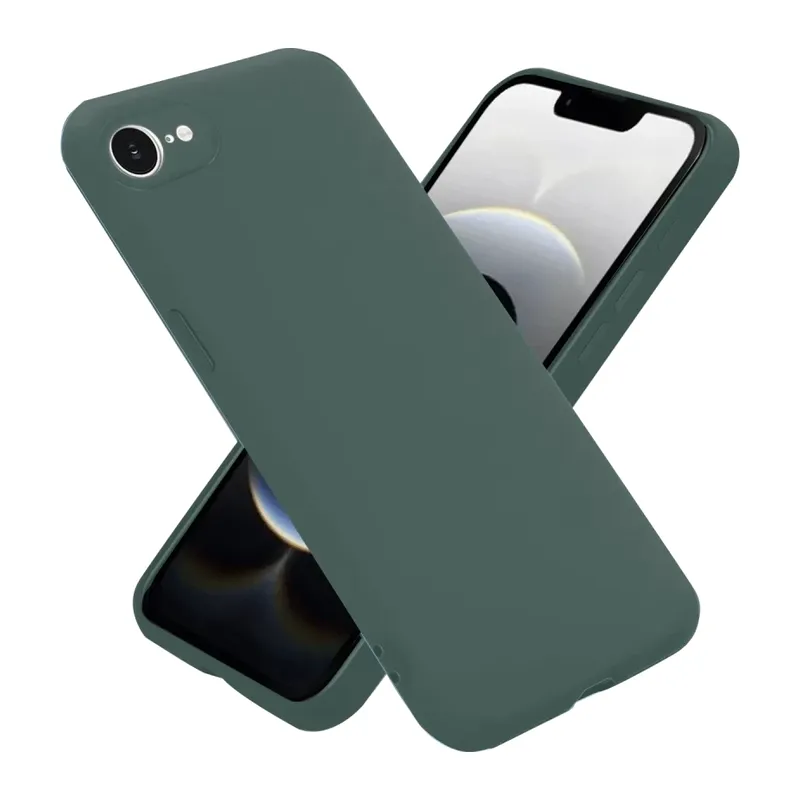 iPhone 16E Kılıf Nano içi Kadife Silikon - Koyu Yeşil