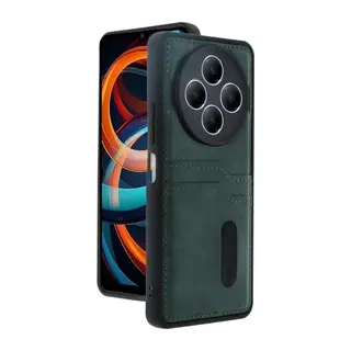 Redmi 14C Kılıf Sara Kartvizitli Deri Kılıf - Koyu Yeşil