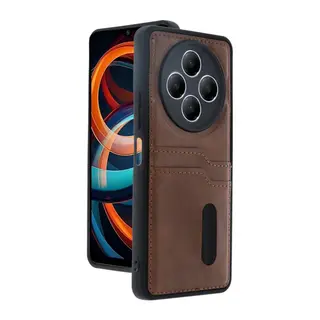 Redmi 14C Kılıf Sara Kartvizitli Deri Kılıf - Taba