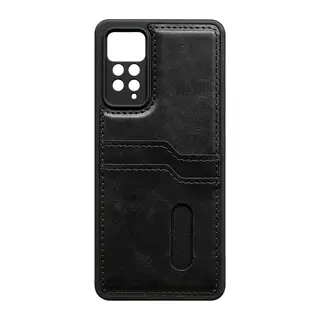 Redmi Note 12 Pro 4G Kılıf Sara Kartvizitli Deri Kılıf - Siyah