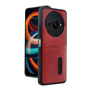 Redmi A3 4G Kılıf Sara Kartvizitli Deri Kılıf - Kırmızı