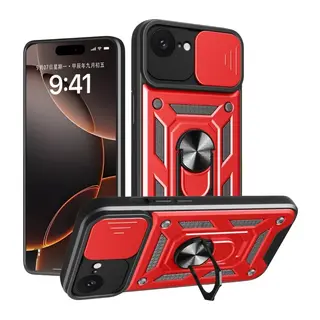 iPhone 16E Kılıf Pars Lens Yüzüklü Silikon - Kırmızı