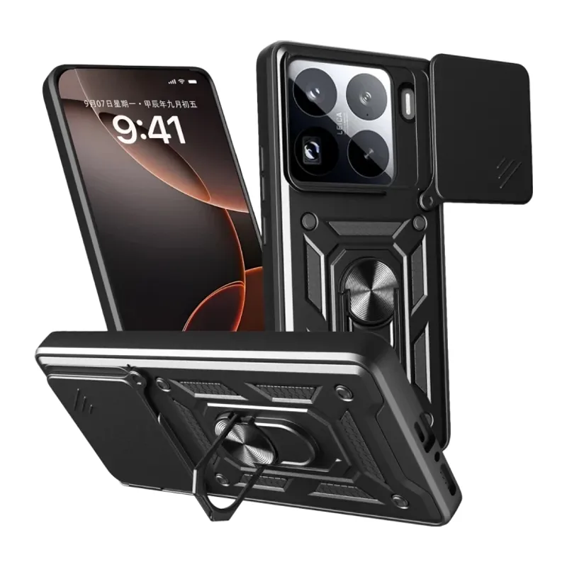 Mi 15 Pro Kılıf Pars Lens Yüzüklü Silikon - Siyah