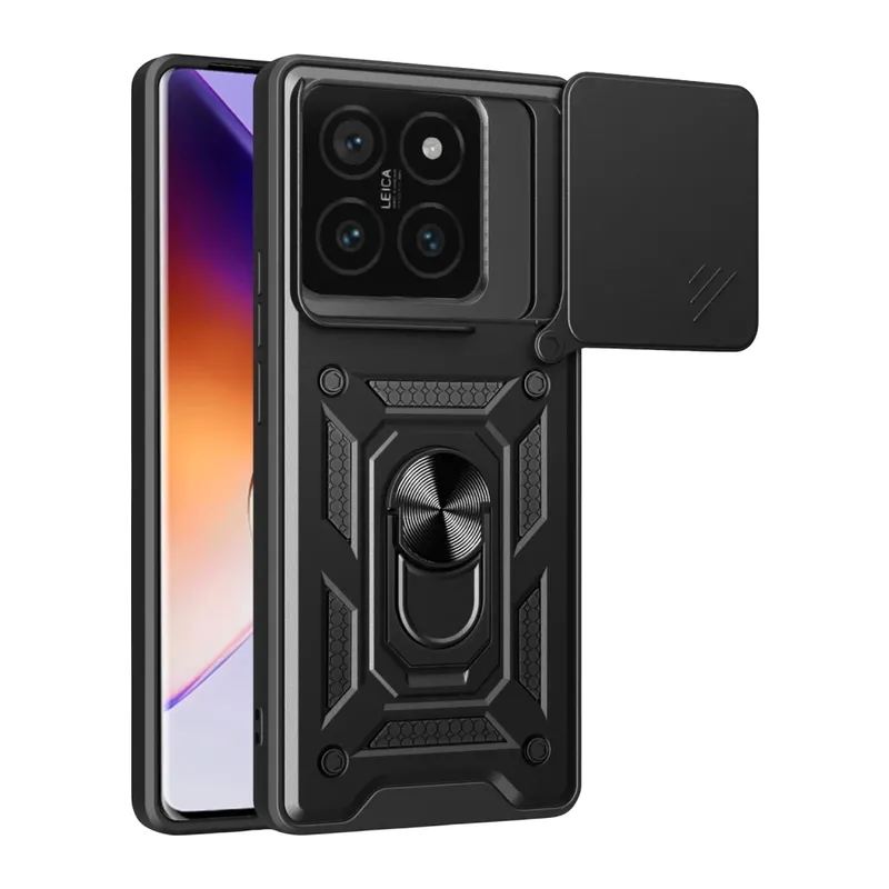Mi 14T Pro Kılıf Pars Lens Yüzüklü Silikon - Siyah