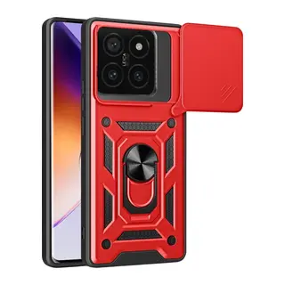 Mi 14T Pro Kılıf Pars Lens Yüzüklü Silikon - Kırmızı