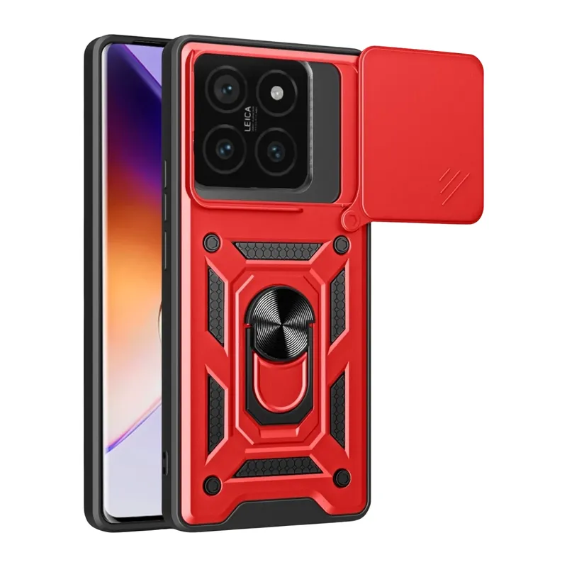Mi 14T Pro Kılıf Pars Lens Yüzüklü Silikon - Kırmızı