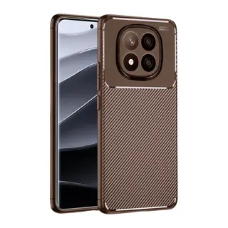 Redmi Note 14 Pro Plus Kılıf Auto Focus Karbon Kapak - Kahverengi