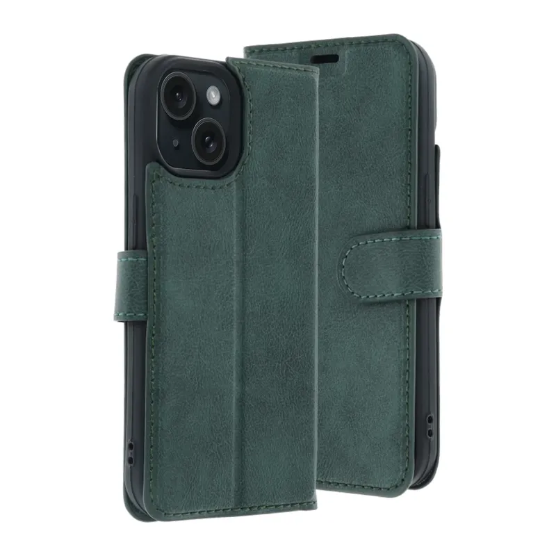 iPhone 15 Trend S Plus Kapaklı Kılıf - Yeşil