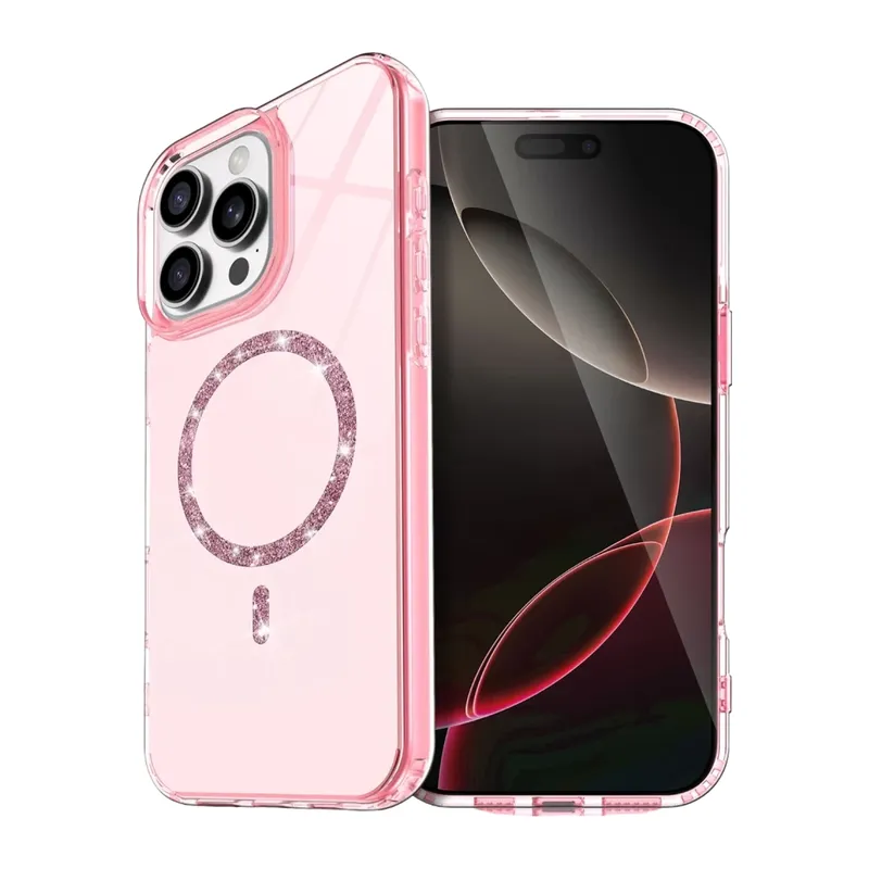 iPhone 15 Pro Max Live Diamond Magsafe Kapak - Pembe