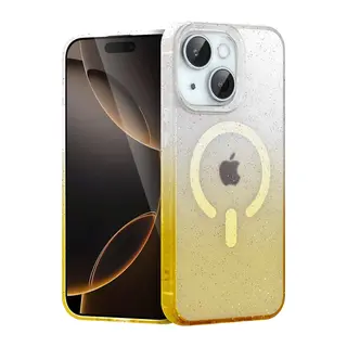 iPhone 15 Plus Pummel Shiny Magsafe Kapak - Gold