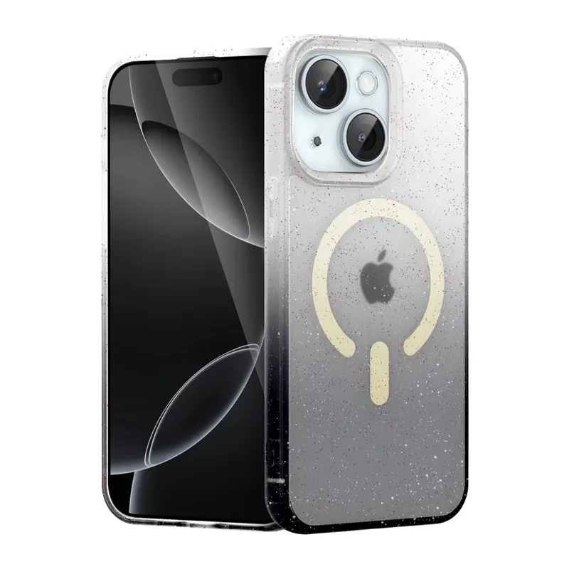 iPhone 15 Plus Pummel Shiny Magsafe Kapak - Siyah