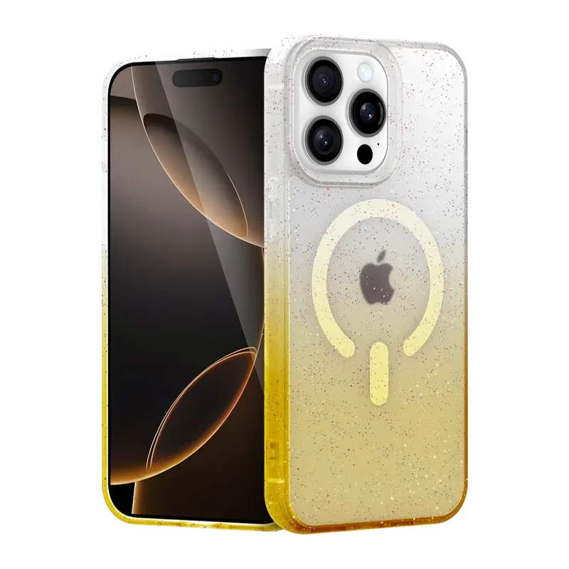 iPhone 15 Pro Max Pummel Shiny Magsafe Kapak - Gold