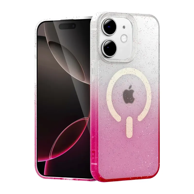 iPhone 12 Pummel Shiny Magsafe Kapak - Pembe