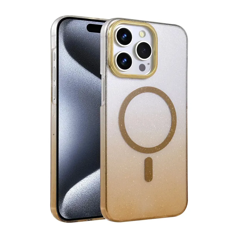 iPhone 15 Pro Max Glossy Magsafe Kapak - Çöl Titanyum
