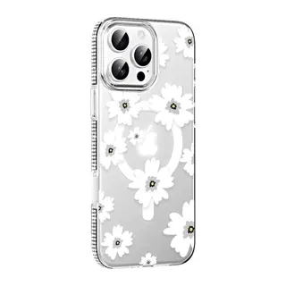 iPhone 16 Pro Max Floral Magsafe Kapak - Beyaz