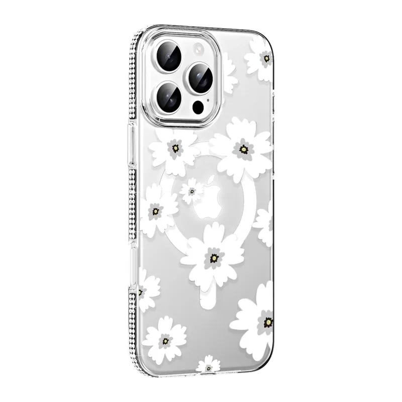 iPhone 16 Pro Max Floral Magsafe Kapak - Beyaz