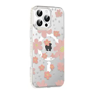 iPhone 16 Pro Max Floral Magsafe Kapak - Pembe