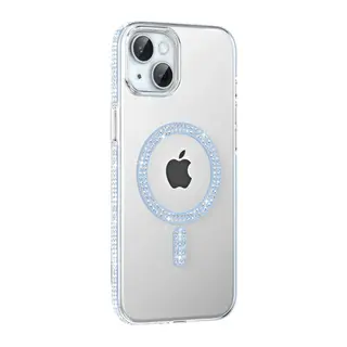 iPhone 14 Move Taşlı Magsafe Kapak - Mavi