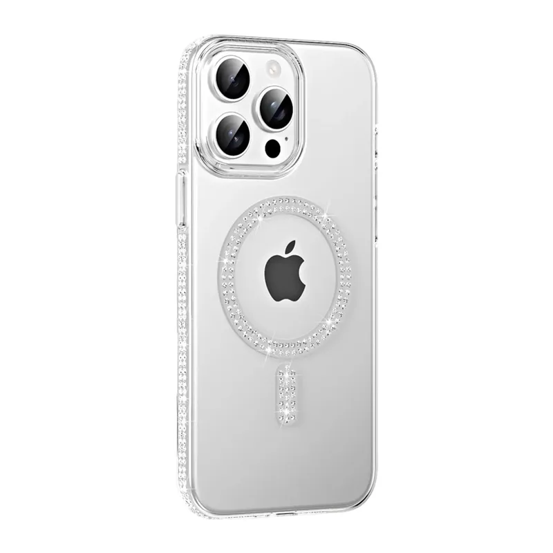 iPhone 14 Pro Max Move Taşlı Magsafe Kapak - Natural Grey