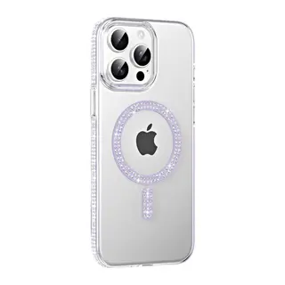 iPhone 15 Pro Move Taşlı Magsafe Kapak - Lila