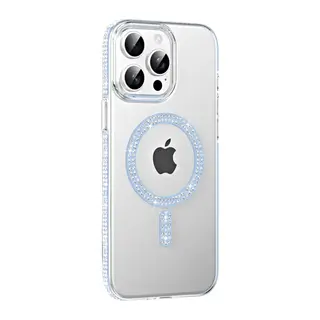 iPhone 15 Pro Move Taşlı Magsafe Kapak - Mavi