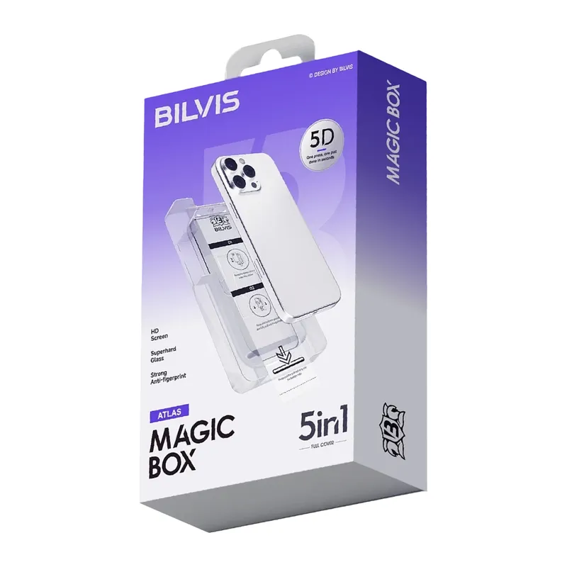 iPhone 16 Pro Bilvis 5in1 3D Magic Cam Ekran Koruyucu - Siyah