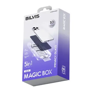 iPhone 14 Bilvis 5in1 5D Magic Hayalet Cam Ekran Koruyucu - Siyah