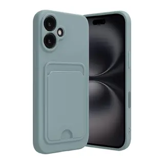 iPhone 16 Kılıf Kelvin Kartvizitli Silikon - Açık Yeşil