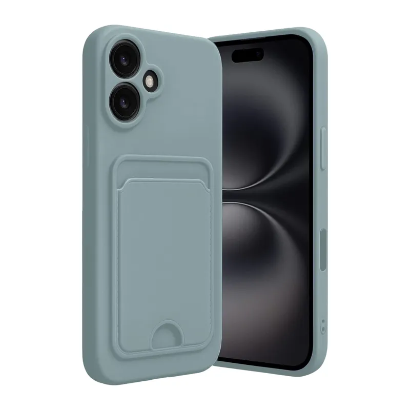 iPhone 16 Kılıf Kelvin Kartvizitli Silikon - Açık Yeşil