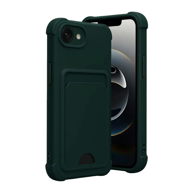 iPhone 16E Kelvin Kartvizitli Silikon - Koyu Yeşil