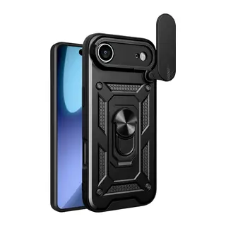 iPhone 17 Air Pars Lens Yüzüklü Silikon - Siyah