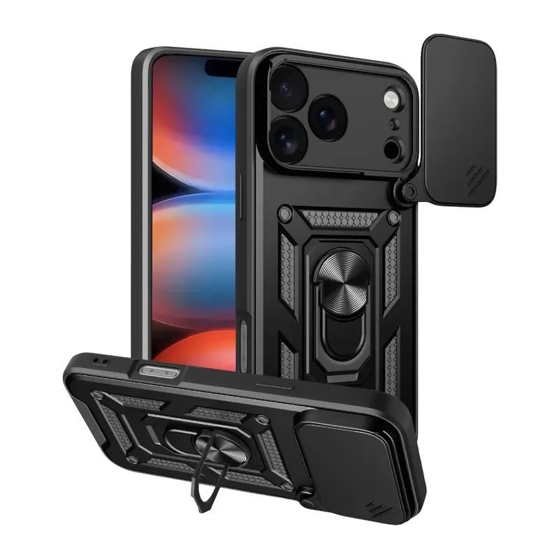 iPhone 17 Pro Pars Lens Yüzüklü Silikon - Siyah