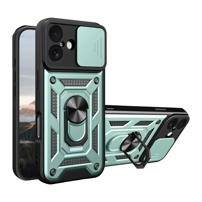 iPhone 17 Pars Lens Yüzüklü Silikon - Yeşil