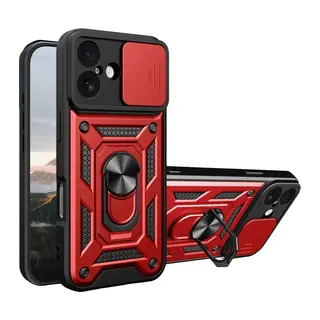 iPhone 17 Pars Lens Yüzüklü Silikon - Kırmızı